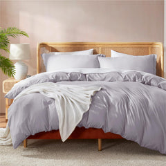 Nestl housse de couette face avant gris lavande montrant finition élégante