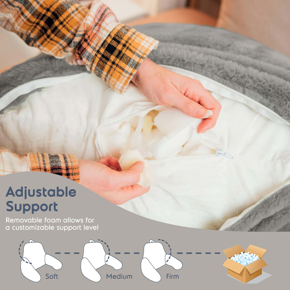Nestl ouverture montrant mousse mémoire éclatée, fermeté ajustable