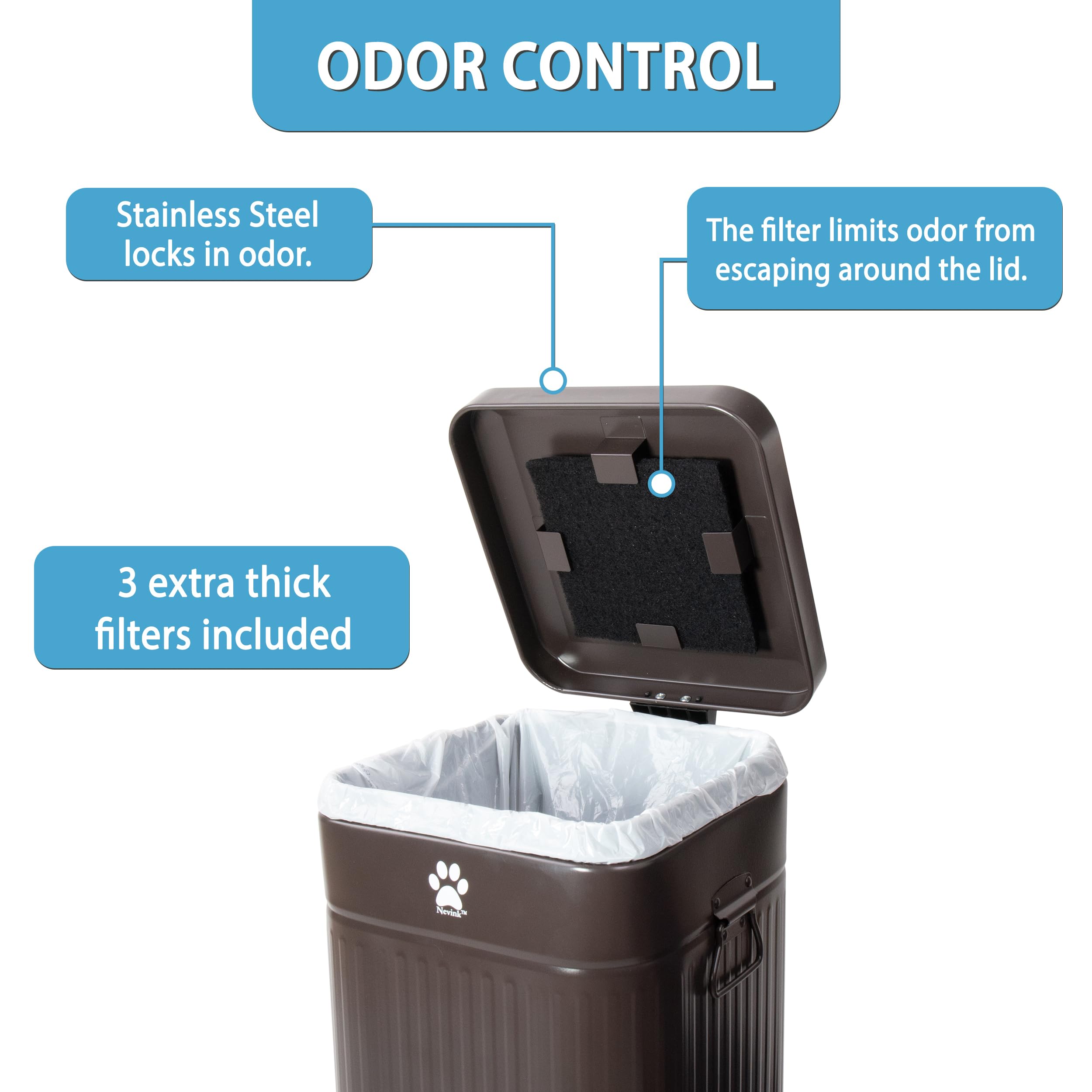 Nevink couvercle avec filtre charbon actif pour contrôle des odeurs