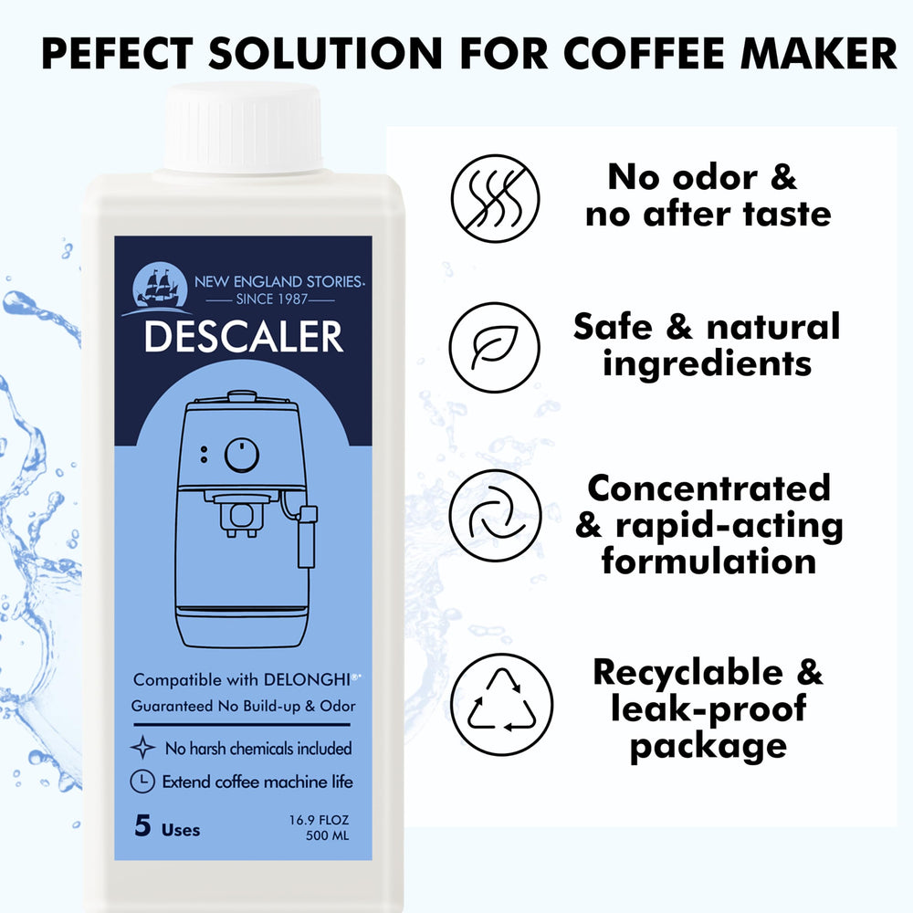 New England Stories produit à côté d'une machine DeLonghi démontrant compatibilité pratique