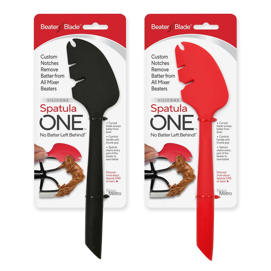 New Metro Design packaging avant montrant le set de spatules et bénéfice praticité