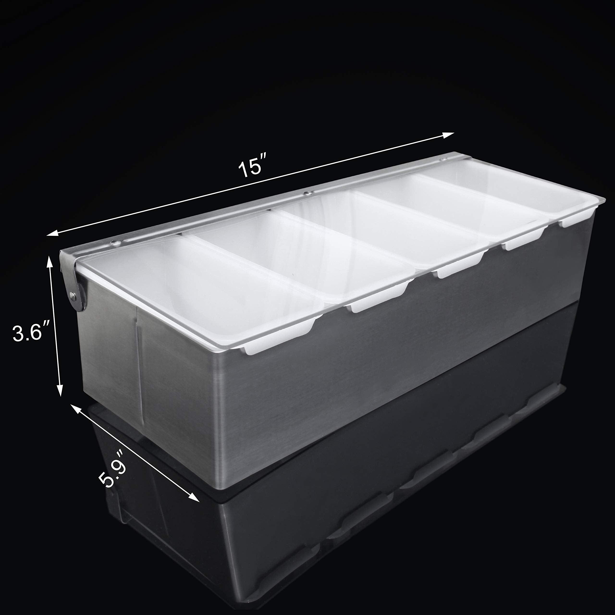 New Star Foodservice couvercle ouvert révélant 5 compartiments visibles