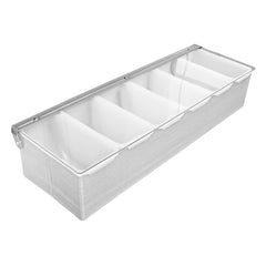 New Star Foodservice - face avant du distributeur en inox montrant les 6 compartiments, organisation optimale