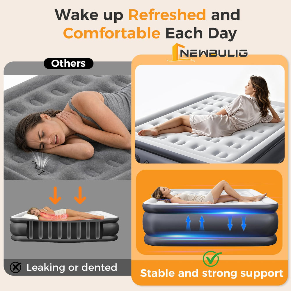 NEWBULIG matelas utilisé en camping, portable et prêt en quelques minutes