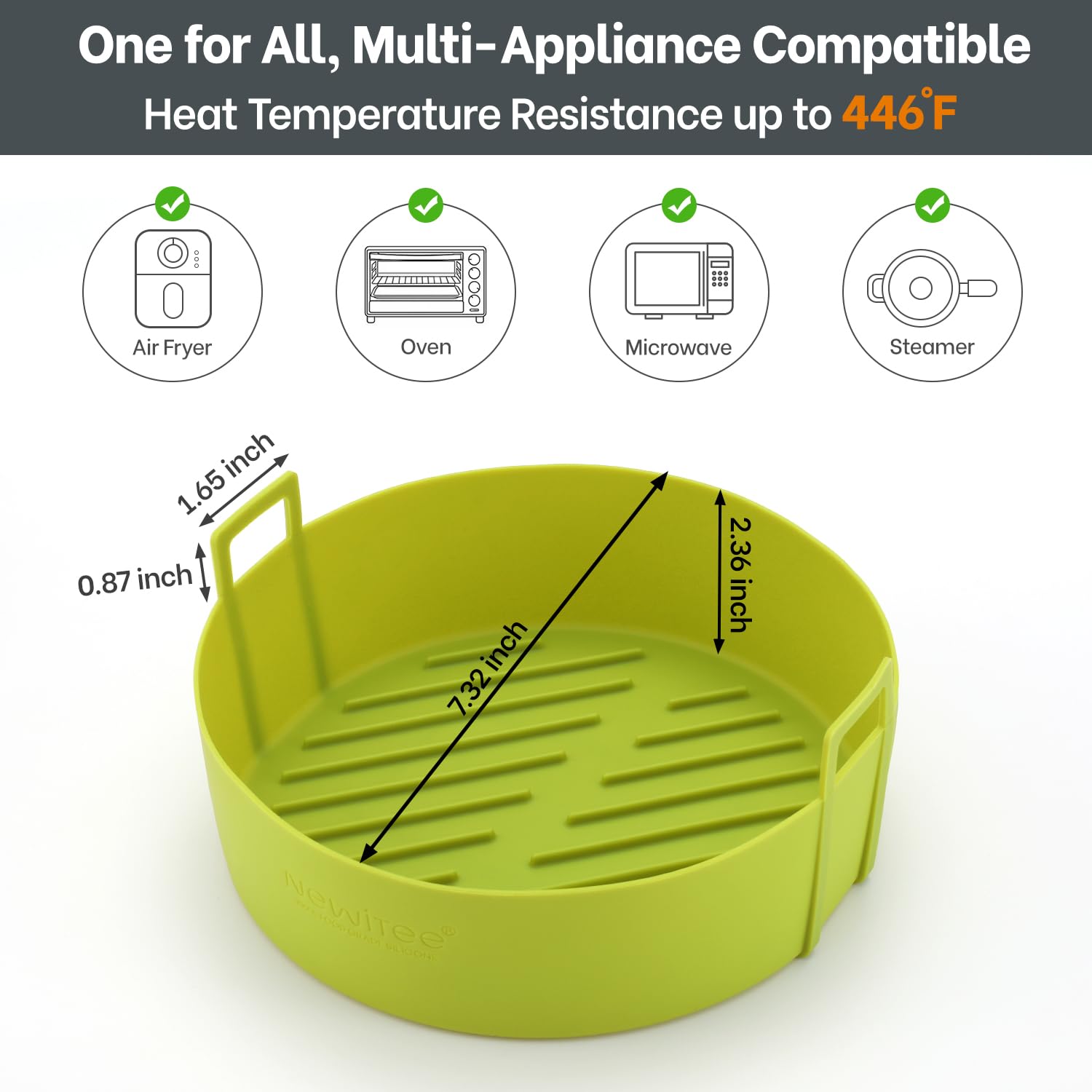 NEWITEE comparaison d'échelle montrant compatibilité avec panier 4 QT