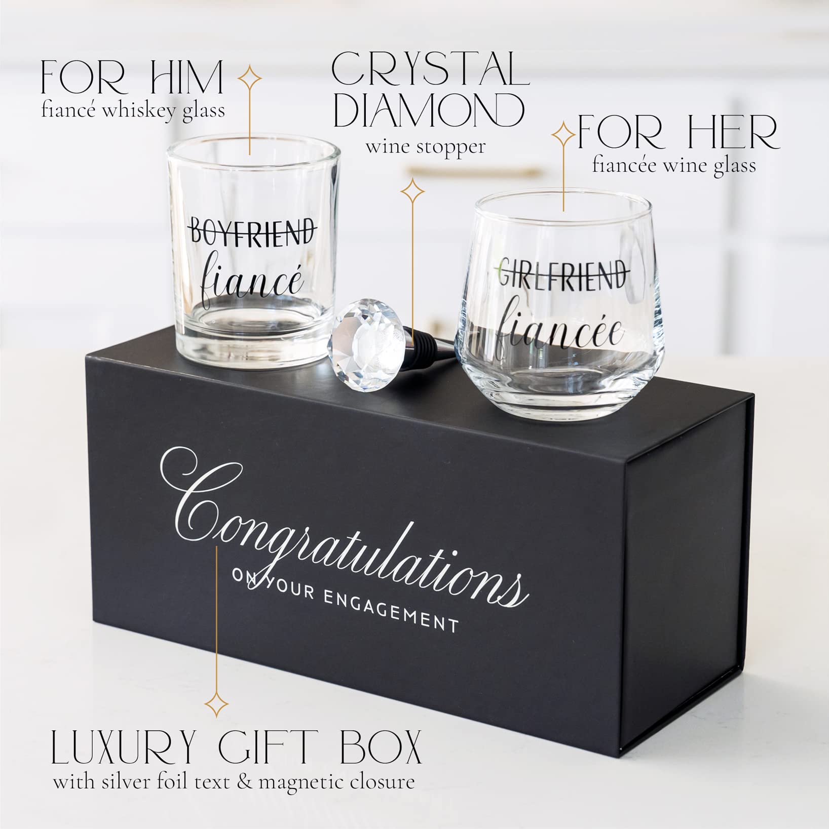 Newlywoo verre à whisky 9,5 oz en gros plan, design élégant pour dégustation