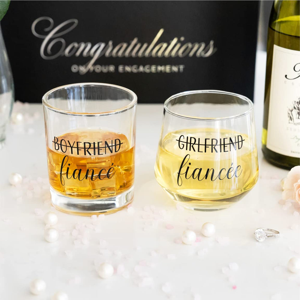 Newlywoo verres posés ensemble sur table en bois, ensemble coordonné pour couple