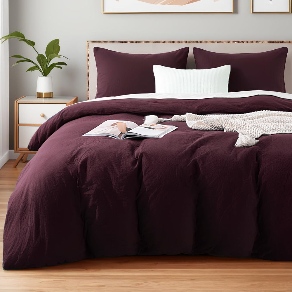 NEXHOME PRO housse de couette face avant bordeaux, look soigné et respirant