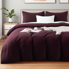 NEXHOME PRO housse de couette face avant bordeaux, look soigné et respirant