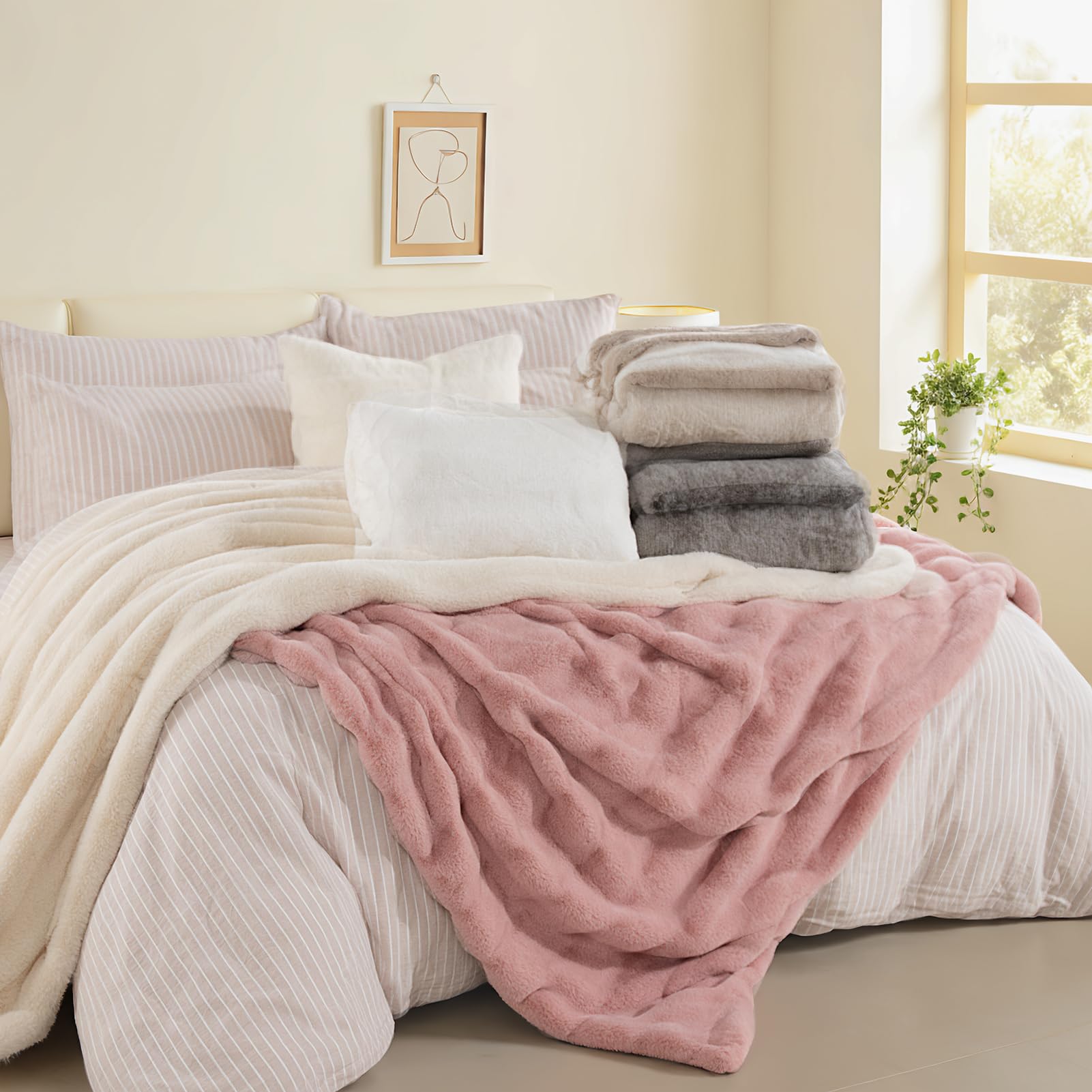 NEXHOME PRO plaid posé sur lit ajoute touche chic et accueillante