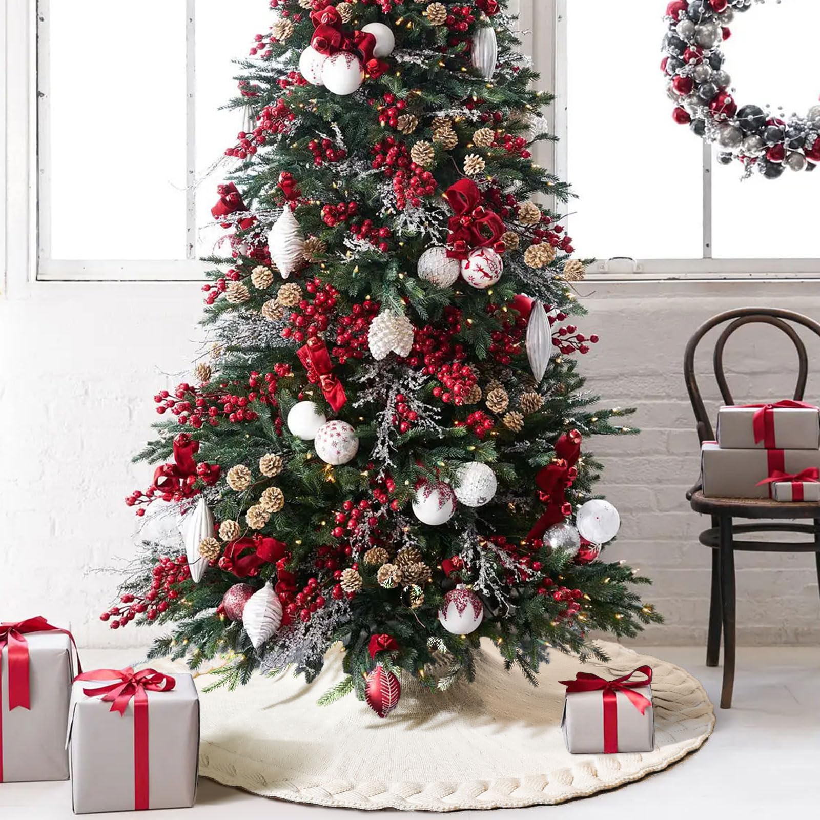 NIBESSER comparaison taille montrant la jupe 48" adaptée aux arbres 5–7 ft