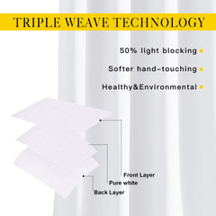 NICETOWN détails du tissu triple weave montrant la couche centrale blanche et la qualité