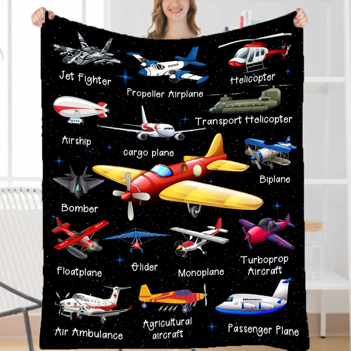 Nicine Quiz couverture avion face montrant motif ludique et décoration