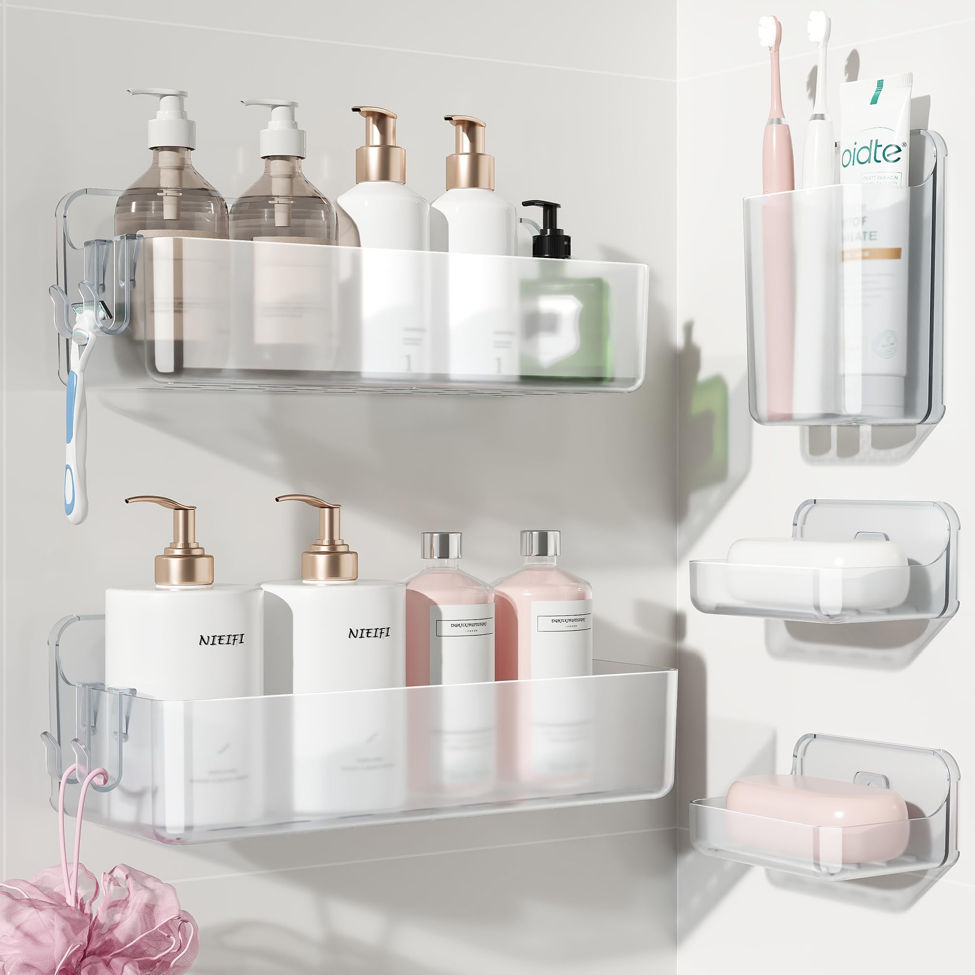 Nieifi étagère douche face transparente, rangement discret et esthétique