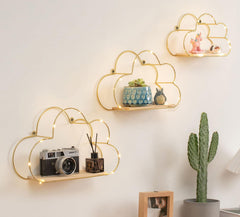 Niemro lot de 3 étagères cloud dorées, design décoratif et gain d’espace