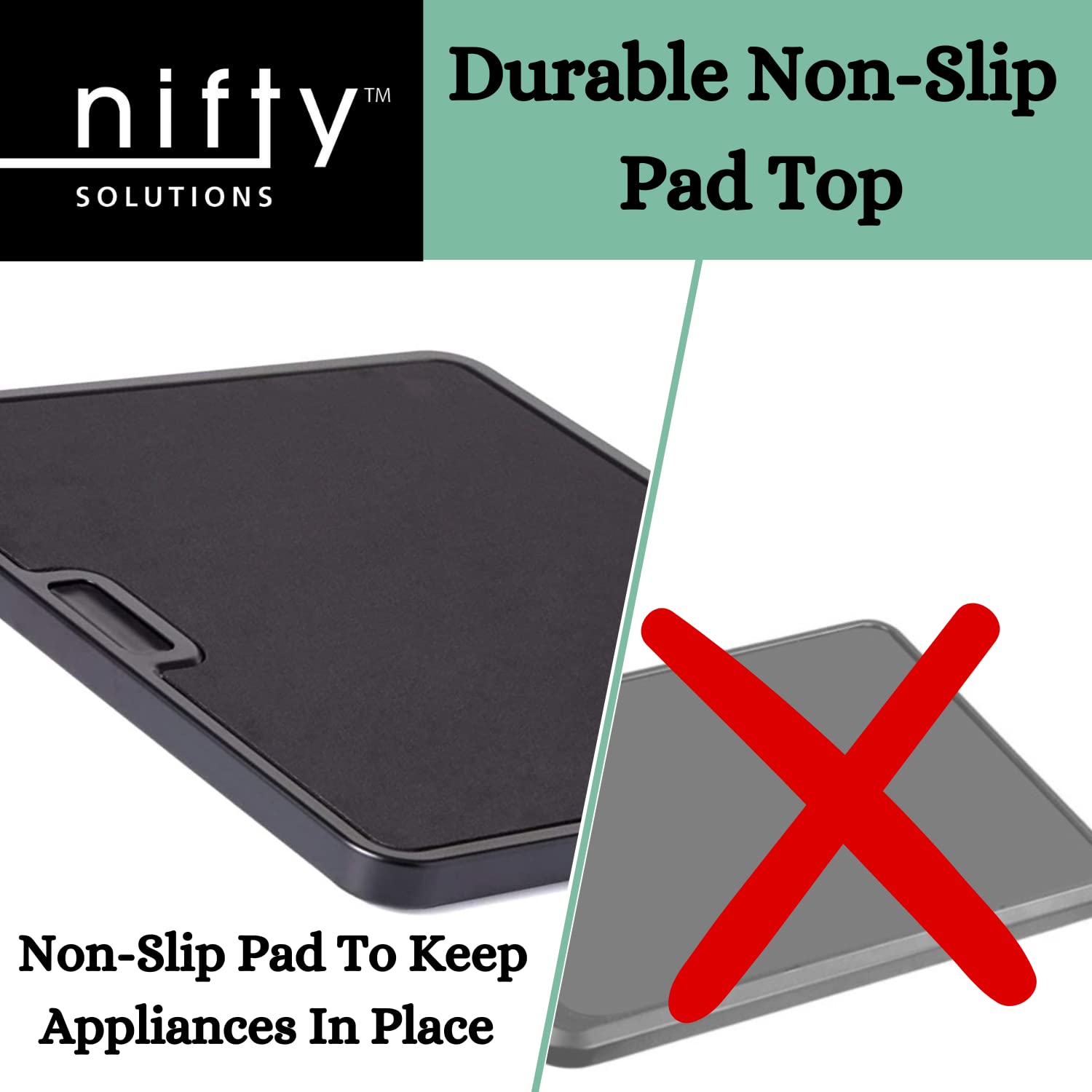 Nifty Solutions détail de la finition argentée résistant aux taches