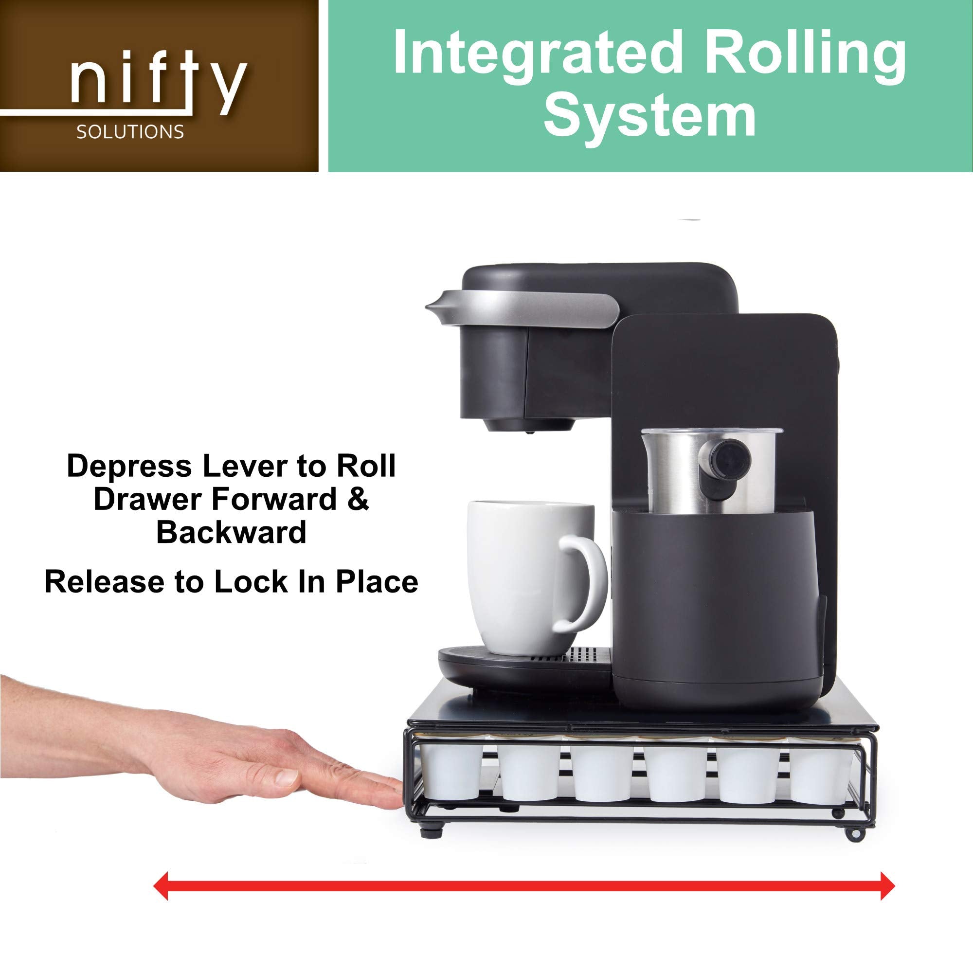 Nifty Solutions tiroir rempli de 36 capsules montrant organisation et économie d'espace