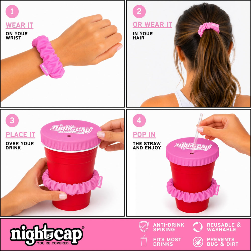 Nightcap posée à côté d’un gobelet pour comparaison de taille