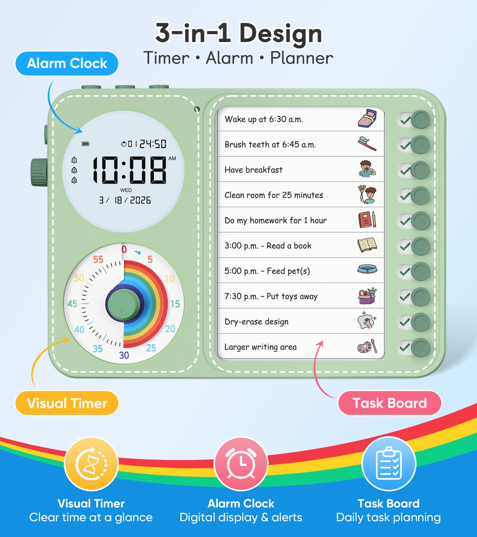 Nikafly affichage arc-en-ciel en gros plan pour voir le temps restant