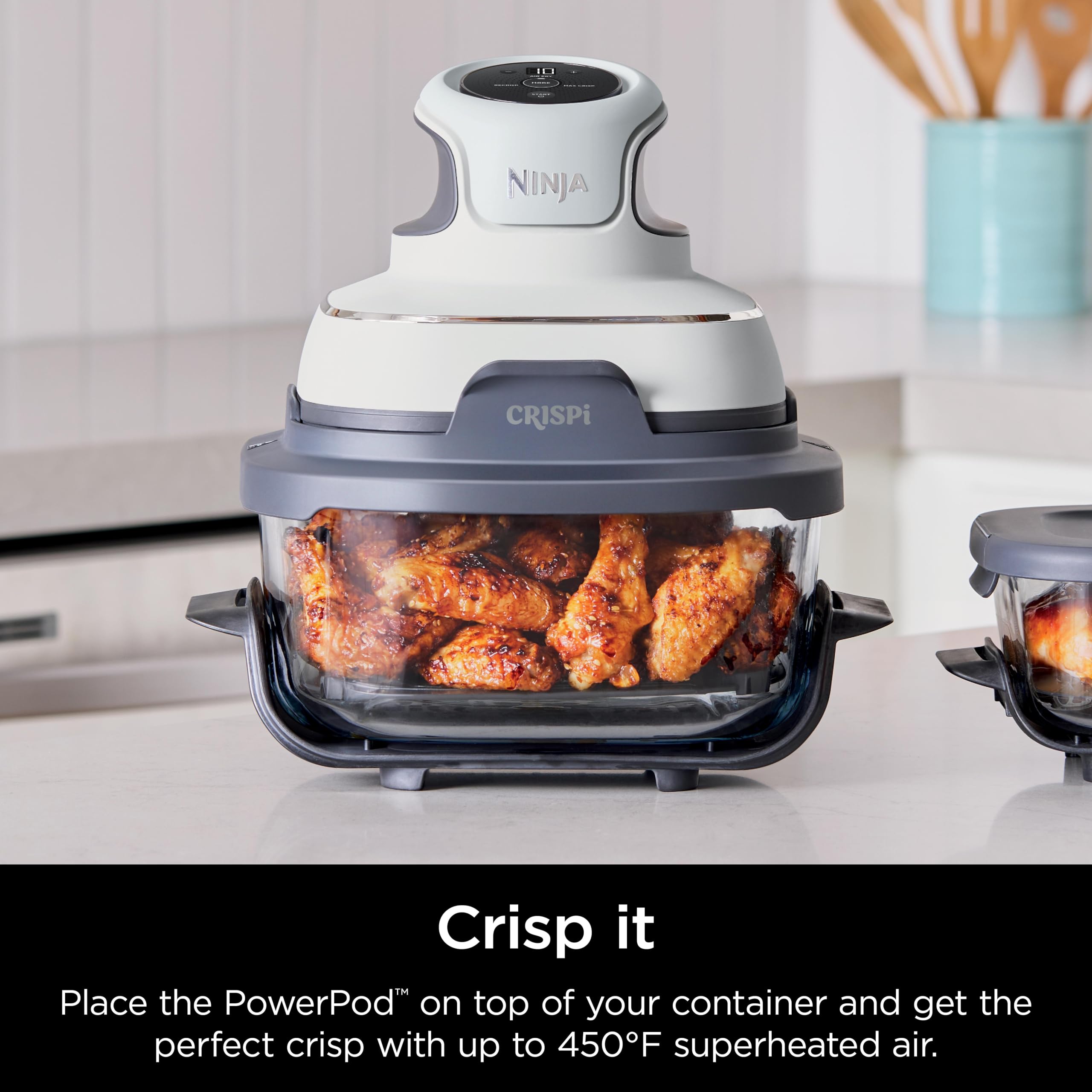 Ninja récipient avec adaptateur montrant compatibilité Crispi PowerPod