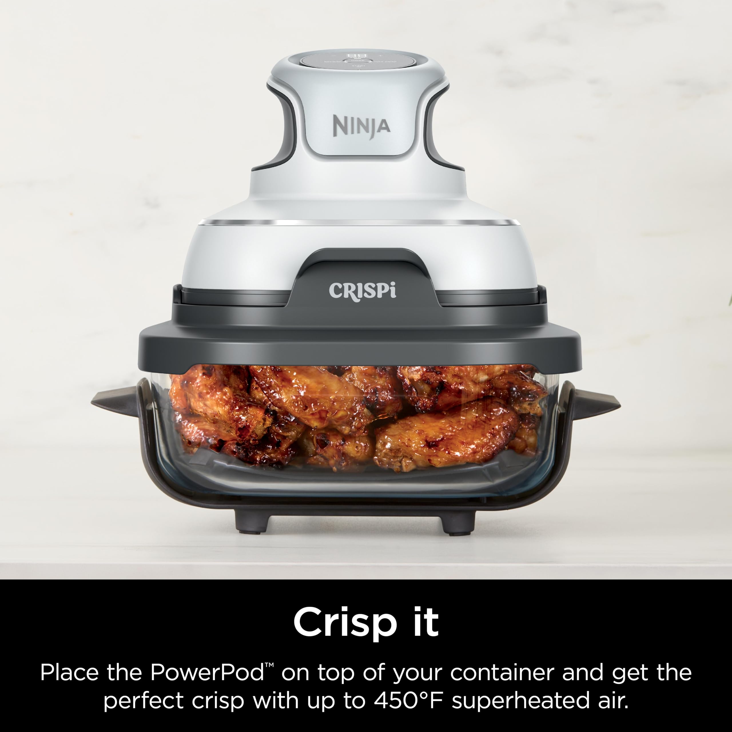 Ninja contenant avec ailes cuisson illustrant capacité pour 2 lb
