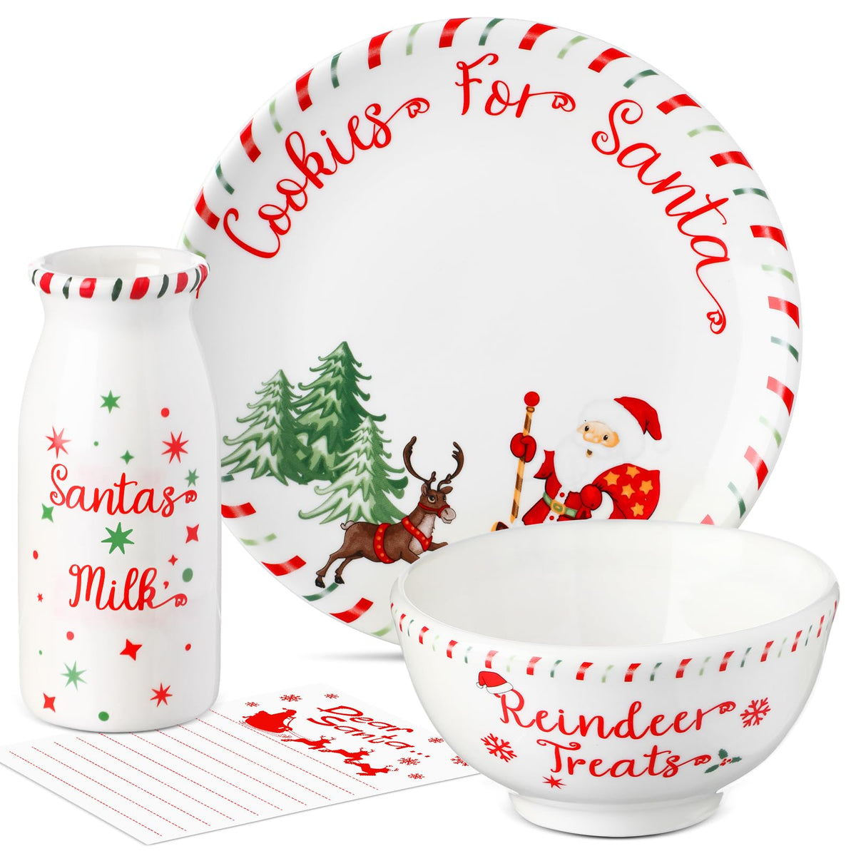 Nitial ensemble face montrant assiette, bocal, bol et carte pour une présentation festive