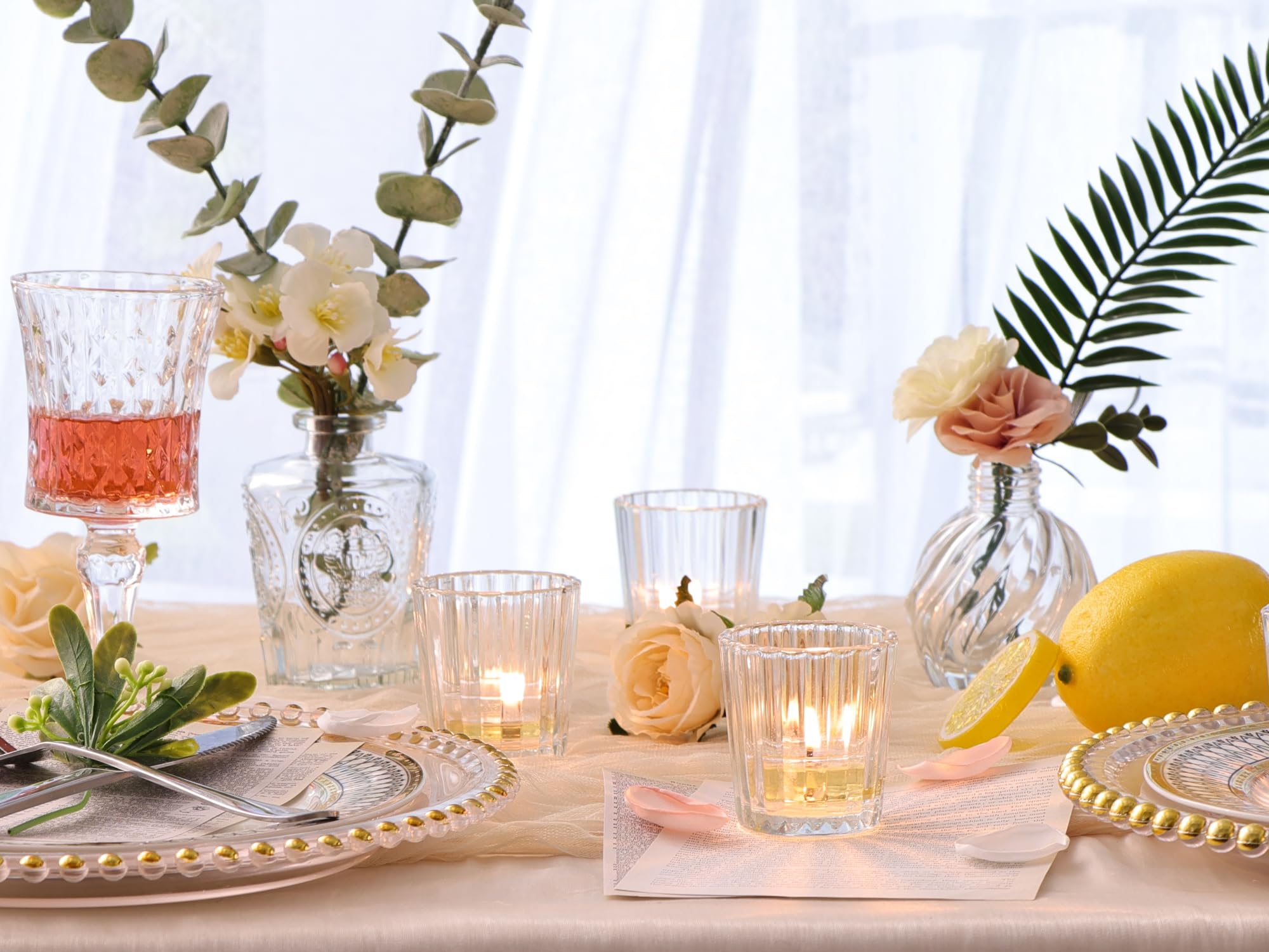 NITIME photophore avec bougie allumée créant atmosphère chaleureuse et romantique