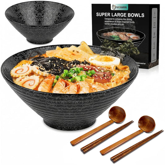 NJCHARMS bol ramen face noire, capacité 60 oz pour portions généreuses