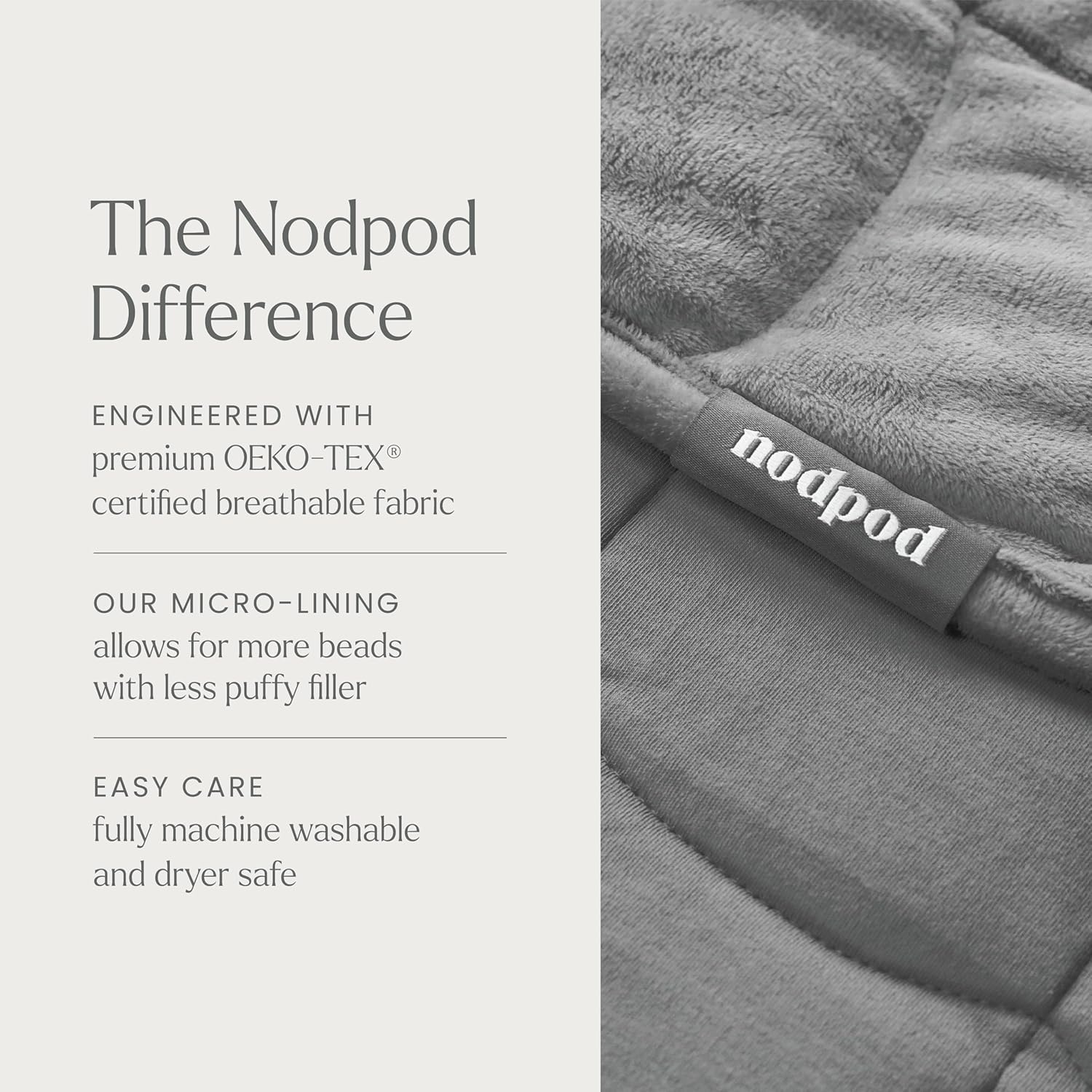 nodpod body comparée à une personne pour visualiser l’échelle