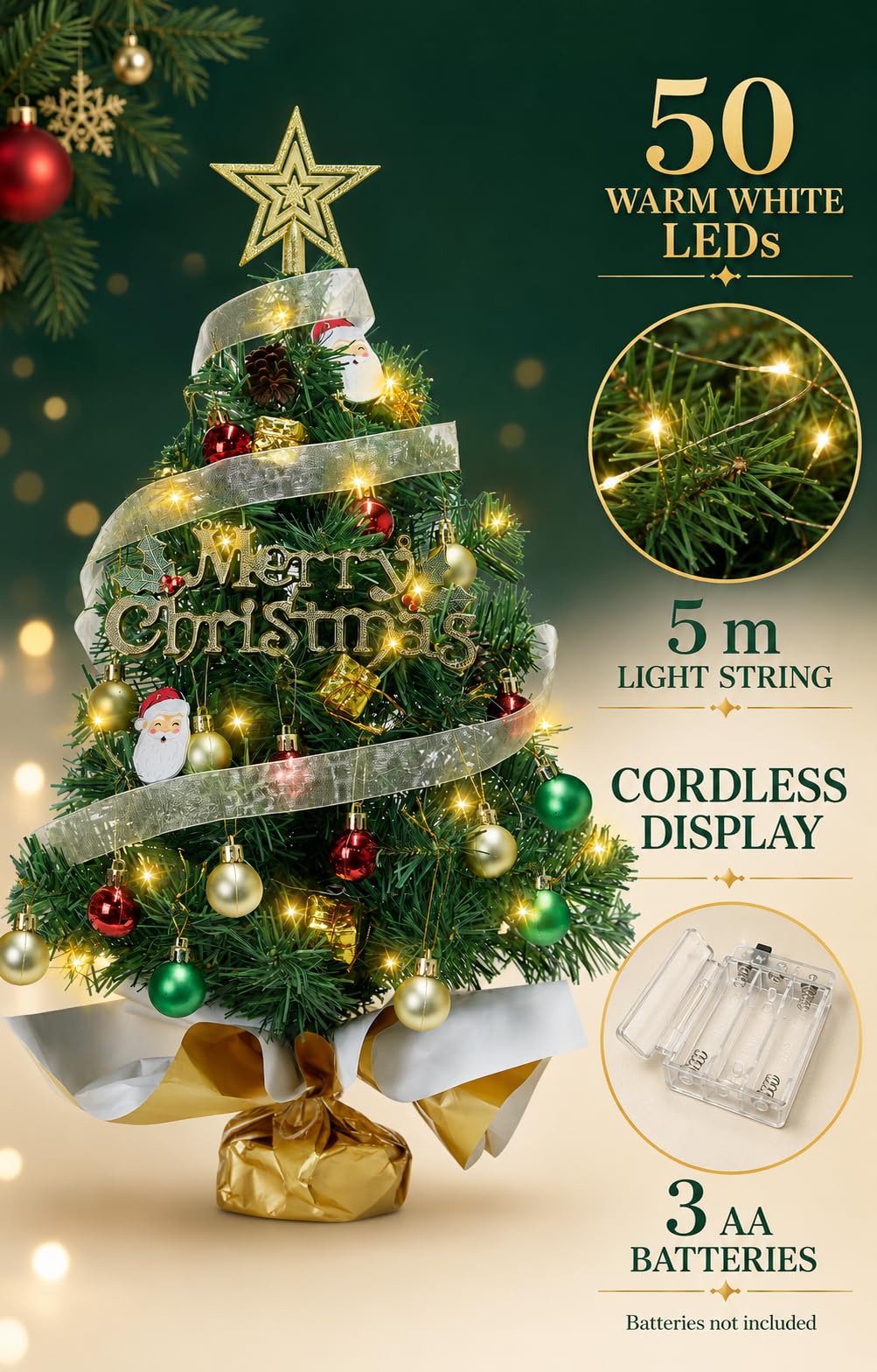 Noiclub guirlande 50 LED enroulée montrant lumière blanc chaud cosy