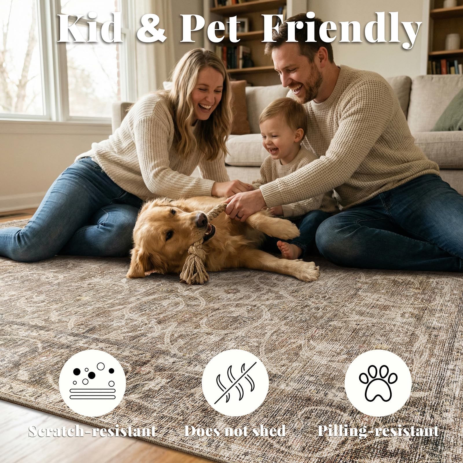 NoiFamo tapis en salon créant ambiance chaleureuse et facile d'entretien
