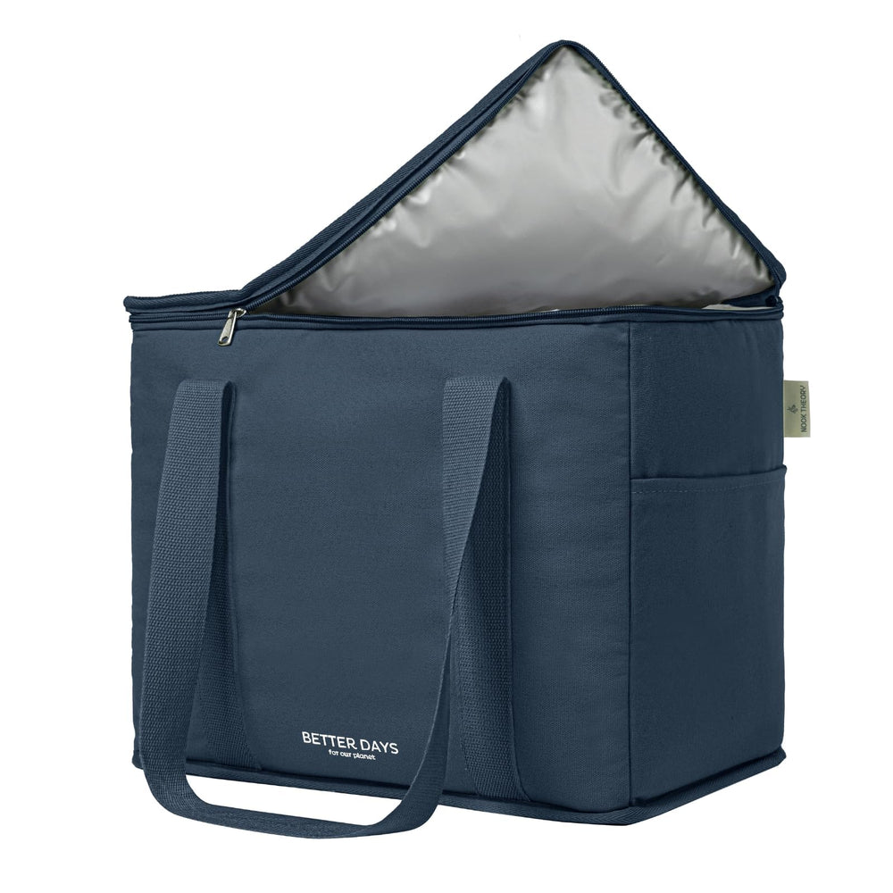 Nook Theory vue avant du sac bleu profond avec capacité et robustesse