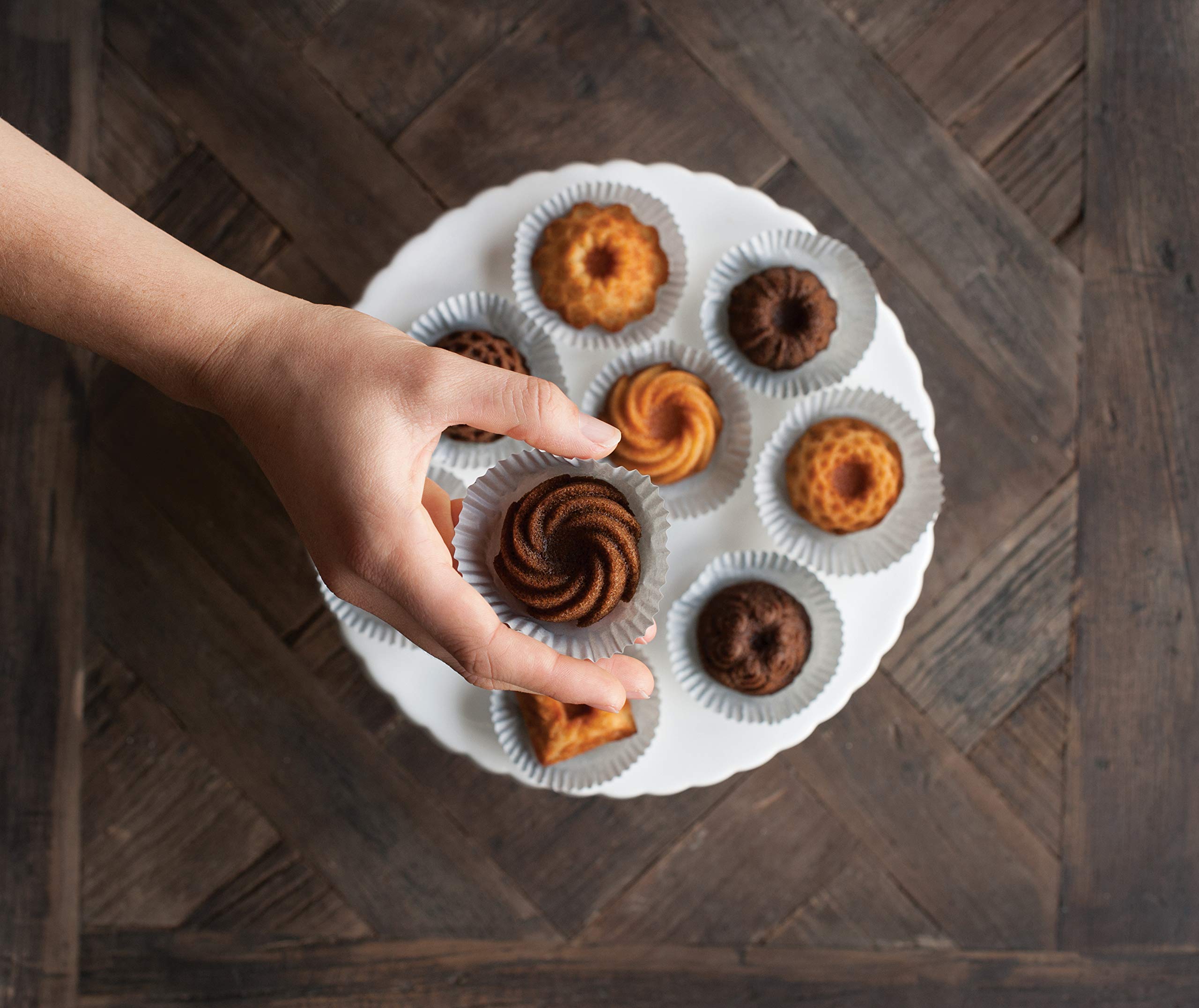 Nordic Ware mini-gâteaux démoulés sur plateau montrant finition nette