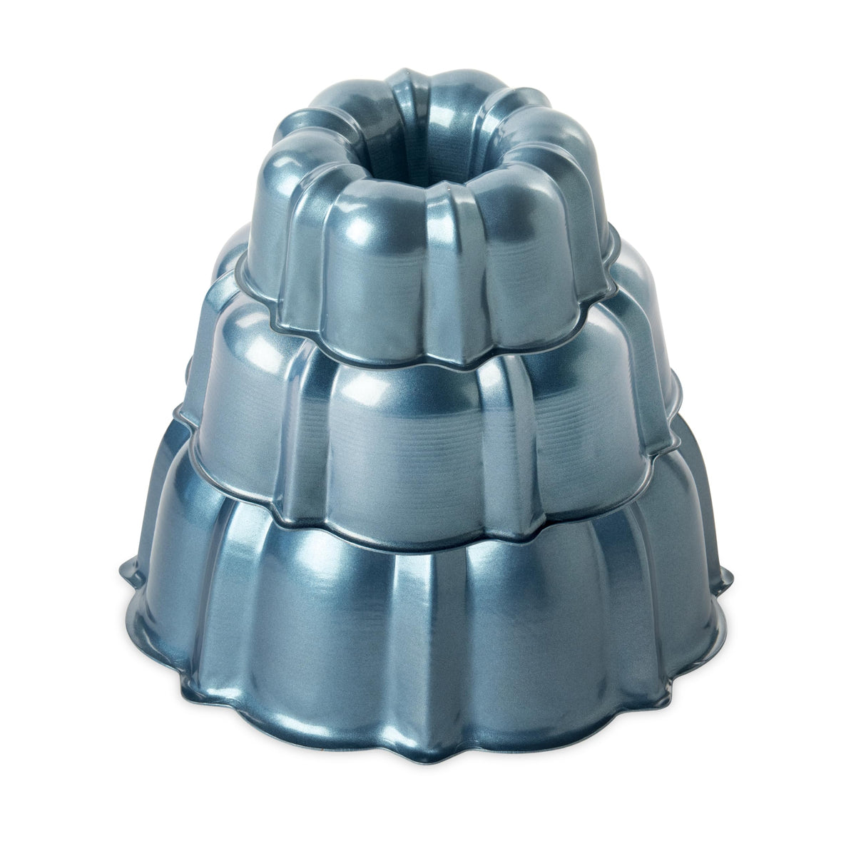 Nordic Ware vue de face du moule Bundt Twilight Blue montrant la forme et le motif