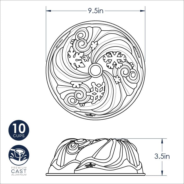 Mise en scène festive du moule Nordic Ware Let It Snow sur une table décorée pour les fêtes