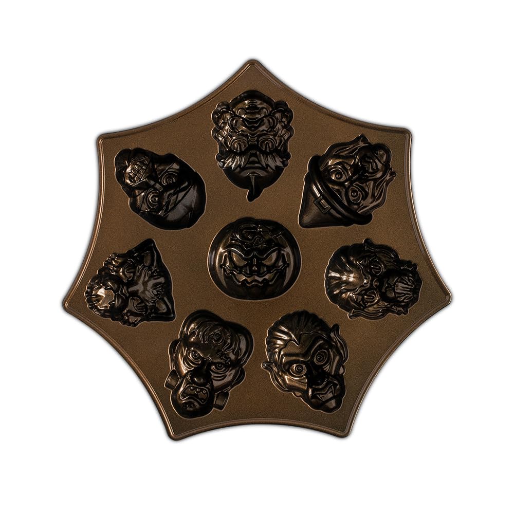 Nordic Ware versement de pâte dans une cavité Monster Mask, montage facile et précis