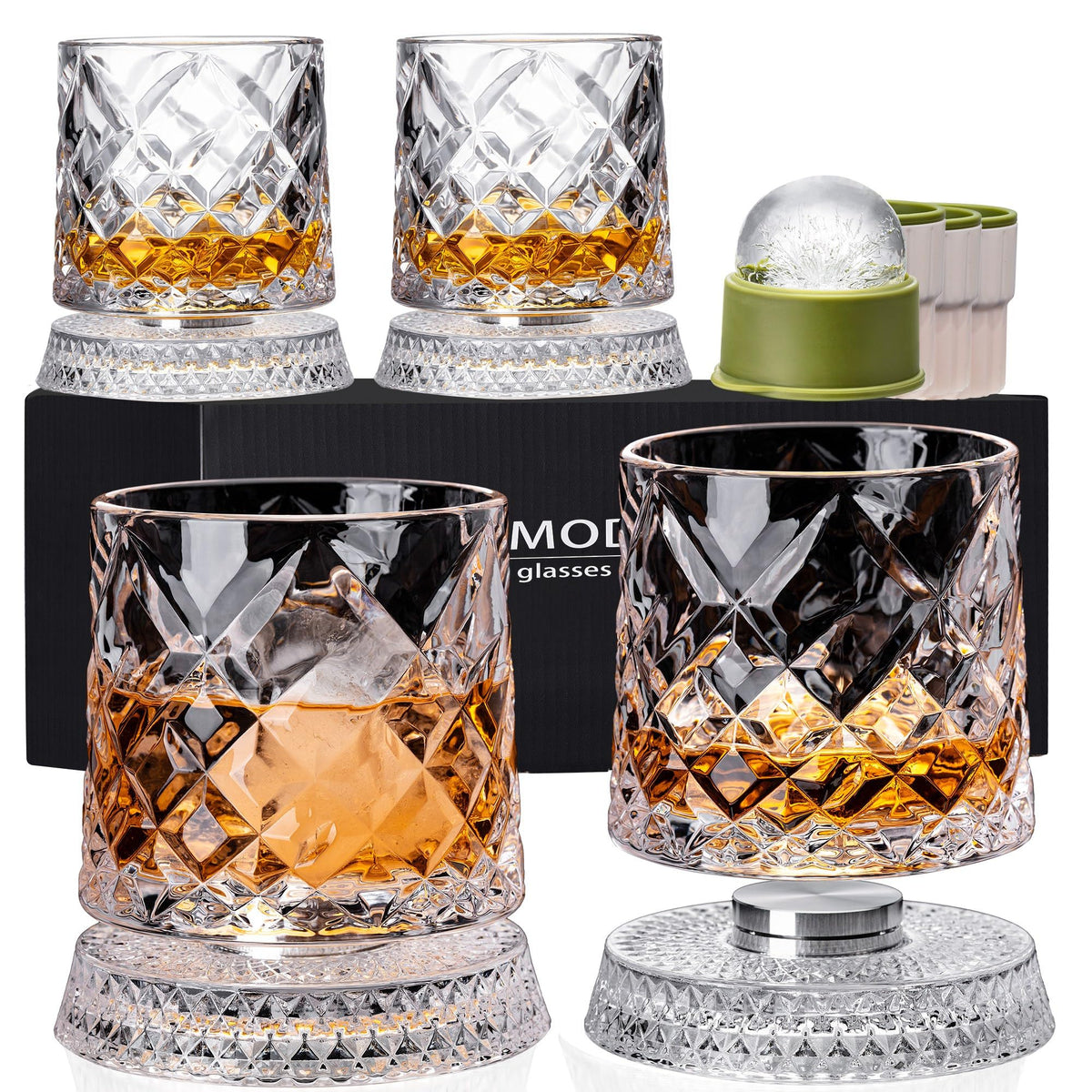 NORIMODA verres à whisky ensemble avant montrant design tournant et élégance