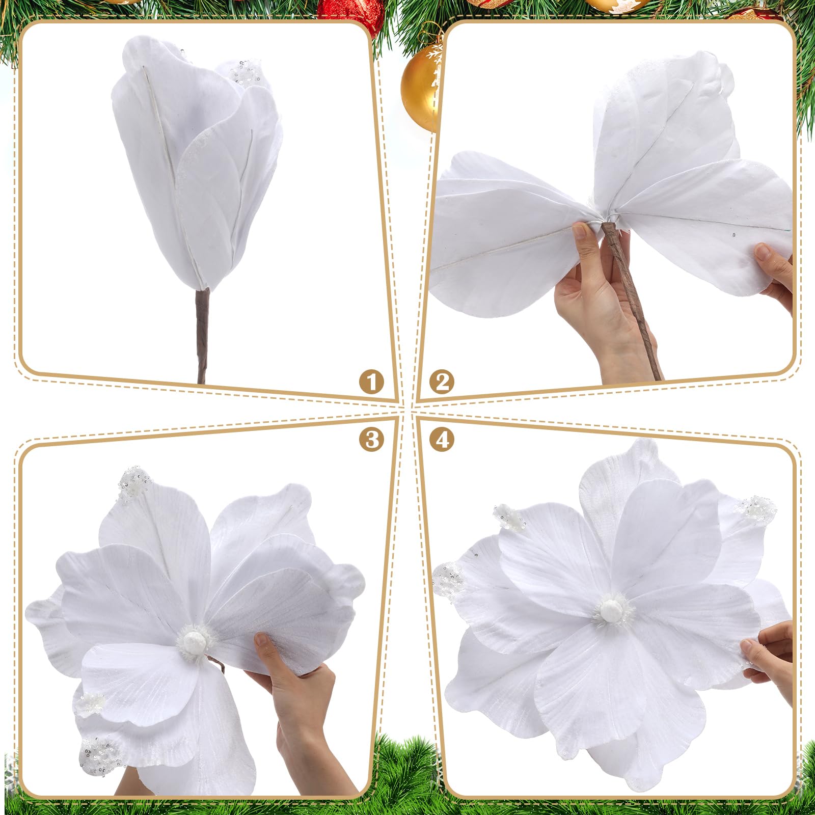 Norme magnolia décorant un sapin, apporte éclat et volume festif