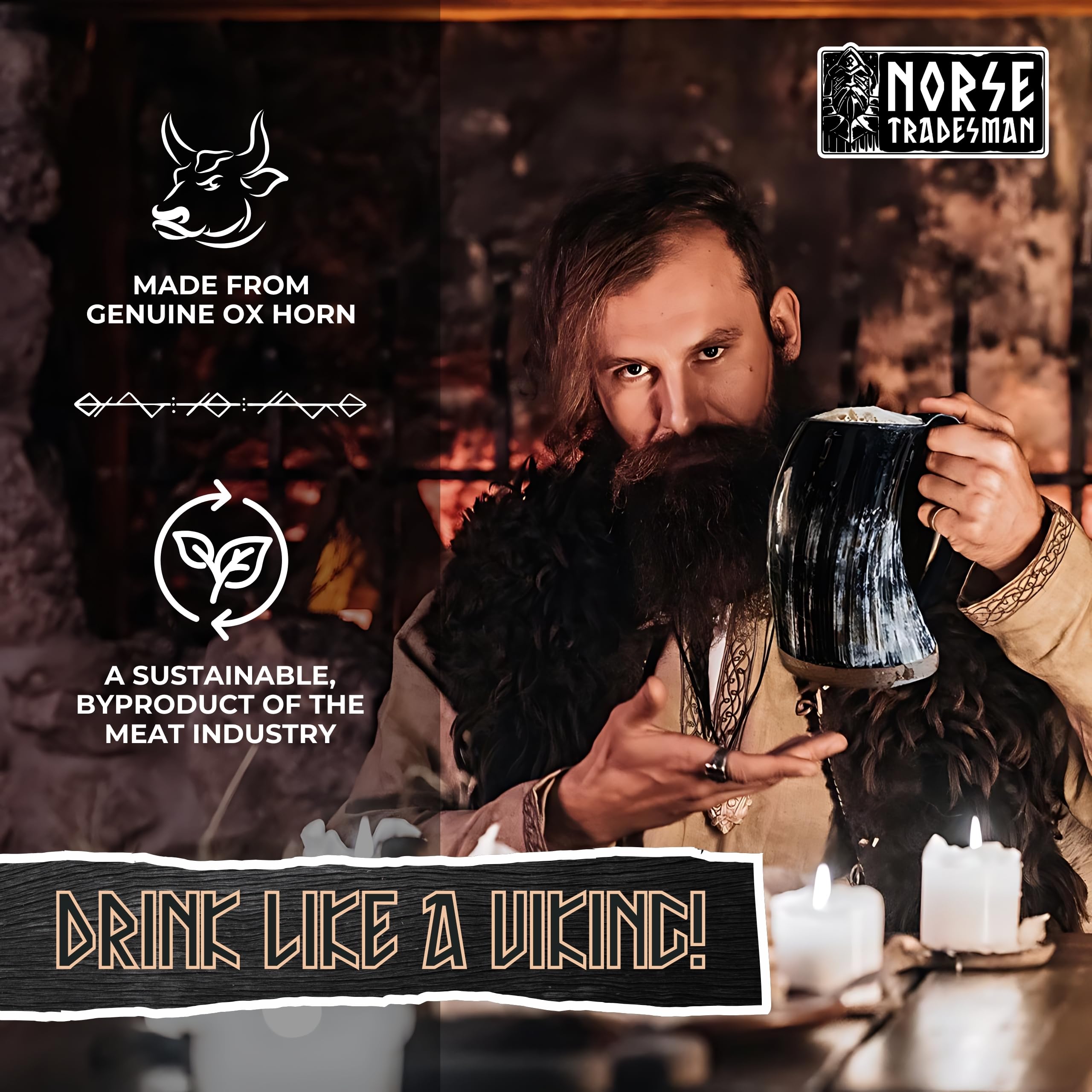 Norse Tradesman profil de la corne illustrant forme naturelle et grip