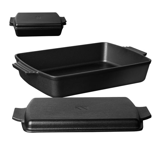 Northriver Casting cocotte face avant montrant capacités 6qt et design rectangulaire