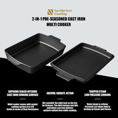 Northriver Casting gros plan texture fonte pré-assaisonnée offrant surface antiadhésive