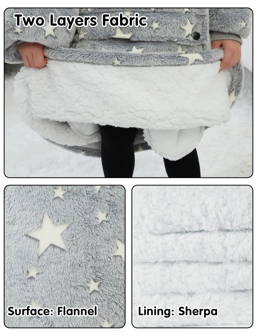 NOUKOW enfant portant le hoodie blanket lors d'une lecture, confort mains-libres visible