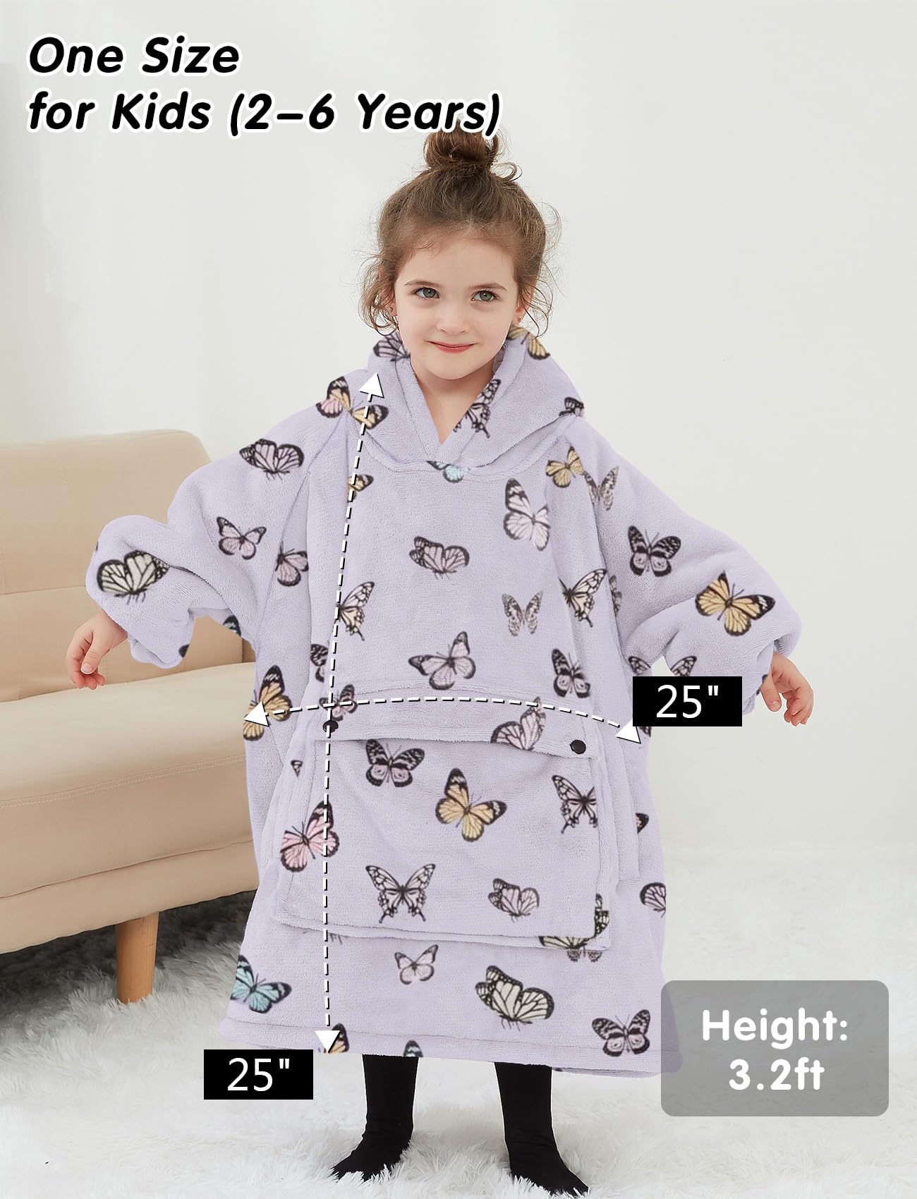 NOUKOW hoodie echelle taille montrant ajustement pour 2 à 6 ans