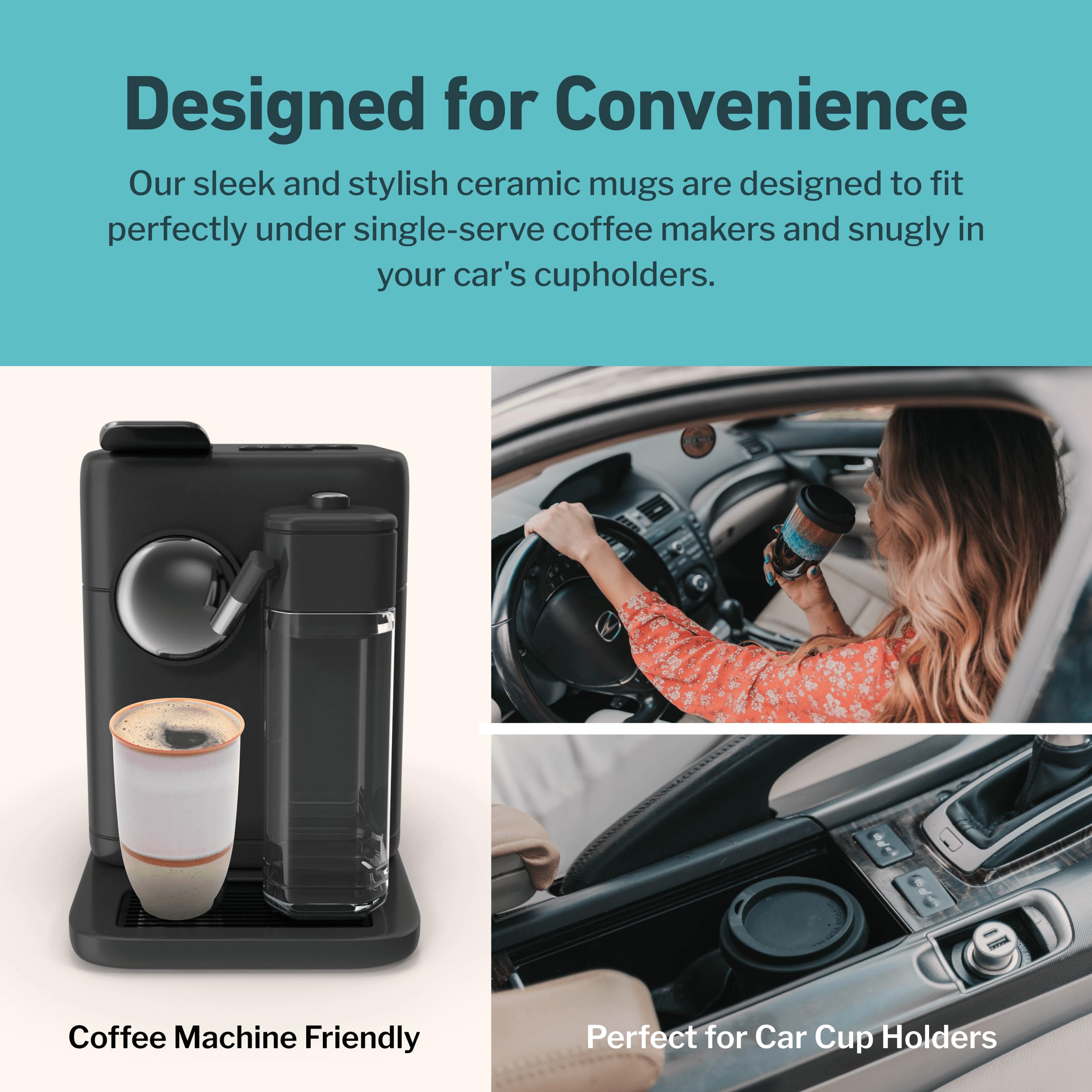 NOVA CERAMICS Horizon comparé à une tasse standard pour échelle, format compact pratique