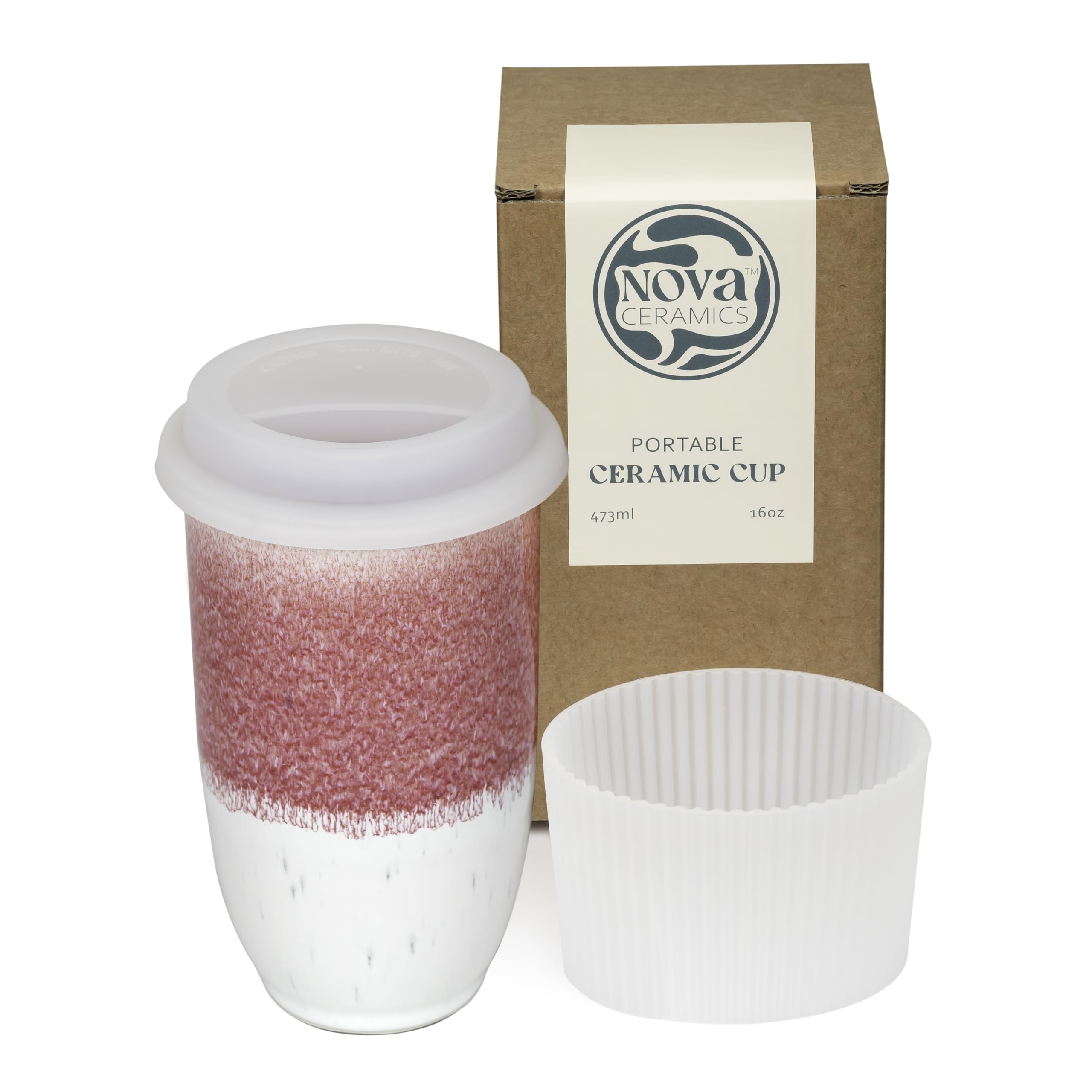 NOVA CERAMICS mug face avant coral pink, esthétique et réutilisable