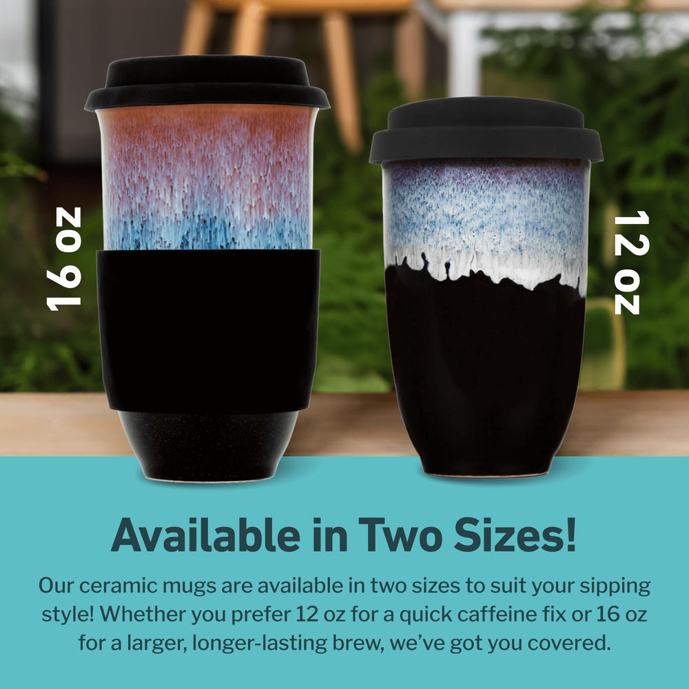 NOVA CERAMICS comparaison échelle avec une main montrant la taille 16 oz confortable