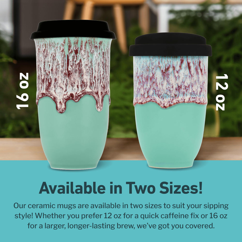 NOVA CERAMICS mug à côté d'une main pour illustrer capacité 16oz pratique