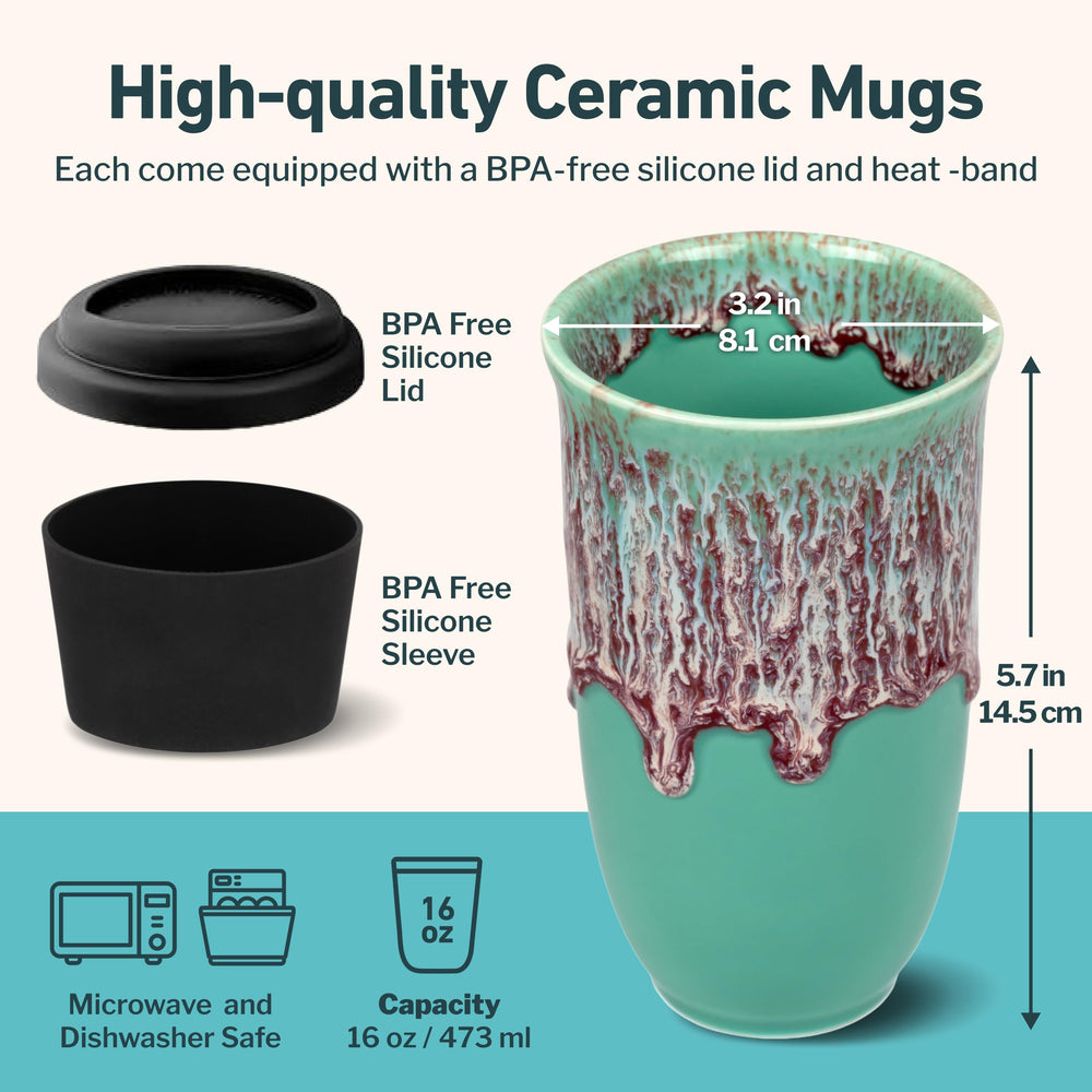 NOVA CERAMICS couvercle hermétique mis en valeur pour une boisson sans éclaboussures