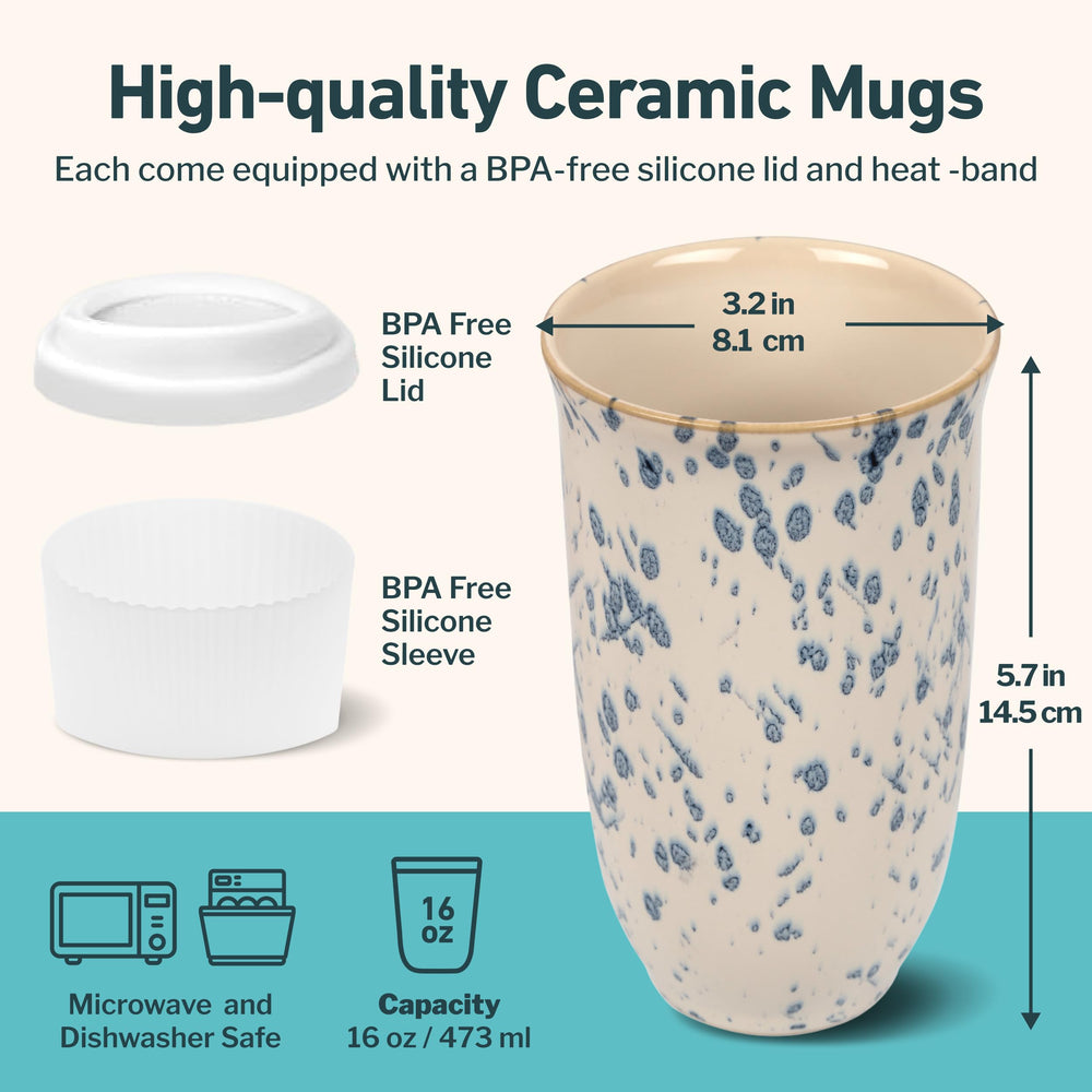 NOVA CERAMICS mug orchid gros plan motif bleu montrant texture raffinée