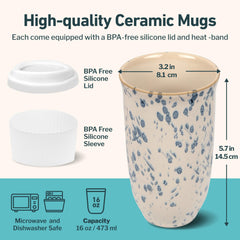 NOVA CERAMICS mug orchid gros plan motif bleu montrant texture raffinée